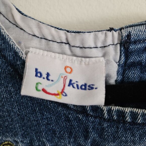 VTG b.t. kids Girls 6X Denim Dress Sleeveless Floral Embroidery Jean Jumper Bows - Picture 3 of 9